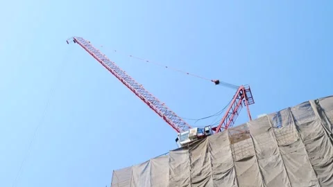 Tower Crane / Crane Building / Construction Site Stock Footage 262776156