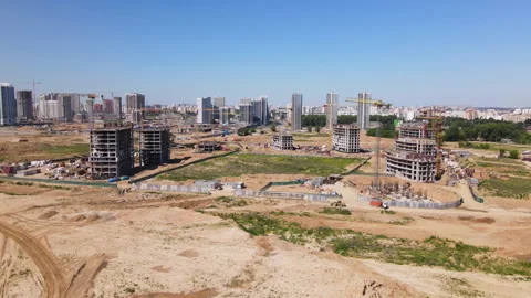 Tower crane during construction of a residential building. Construction site. Video stock 156629790