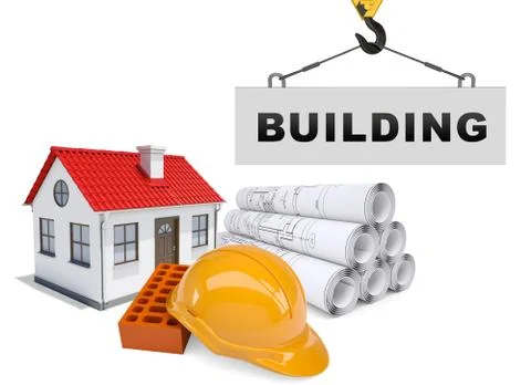 Tower crane with helmet Stock Illustration