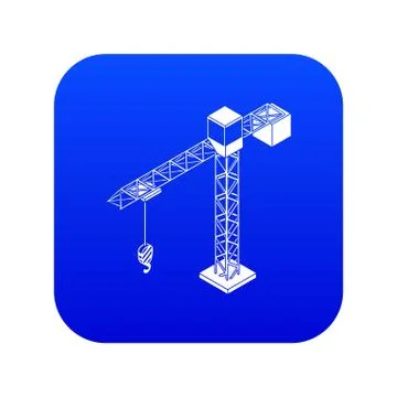 Tower crane icon blue vector 스톡 일러스트