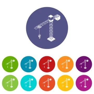 Tower crane icons set vector color 스톡 일러스트