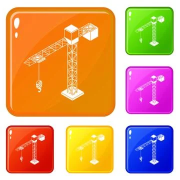 Tower crane icons set vector color 스톡 일러스트