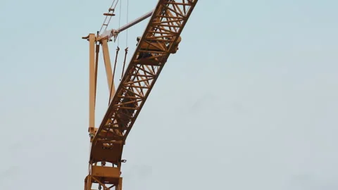 Tower Crane Jib and Support Structure Against Clear Sky Stock Footage 336220973