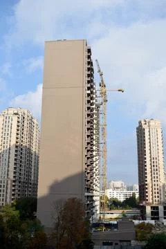 The tower crane is large on the top of the booth. Stock Photos