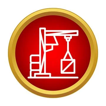 Tower crane lifting cargo box logistics industry icon Stock Illustration