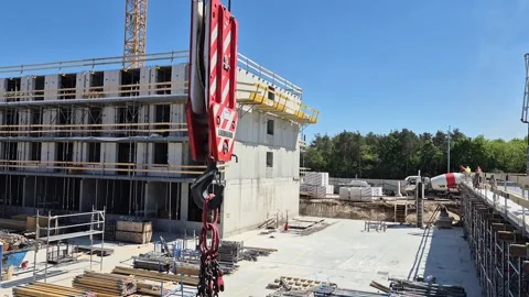 Tower Crane Lifting Crossheads at Budapest Construction Site Stock Footage 341104533