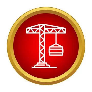 Tower crane lifting heavy load on construction site icon Illustrazione stock