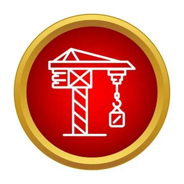 Tower crane lifting material at a construction site icon Illustrazione stock