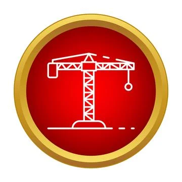 Tower crane outline icon on a red background Stock Illustration