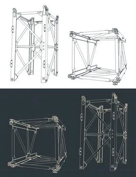 Tower crane section drawings Stock Illustration