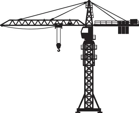 Tower Crane Silhouette Vector Illustration Stock Illustration