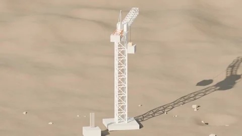 Tower crane slewing jib lifting load on construction site rotating loop Stock-Footage 341472567