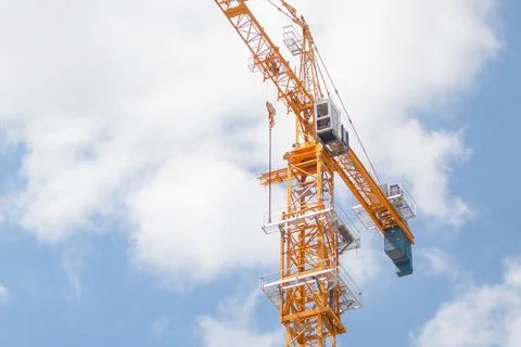 The tower crane stand stability at construction site and close up to shows .. Stock Photos