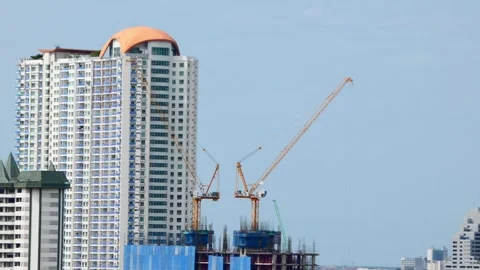 Tower Crane Timelapse at Construction Site Stock Footage 340538624