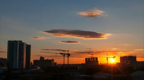 Tower crane timelapse sunset Stock Footage 52339056