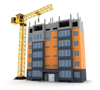 Tower crane on white background (done in 3d) Stock Illustration
