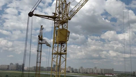 Tower Crane Working at Construction Site Stock Footage 247895700