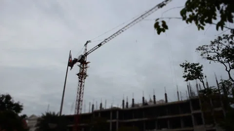 Tower Crane Working Stock Footage 35649160
