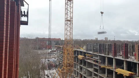 Tower crane.Construction crane.Construction of a multi-storey building. Video stock 150510076