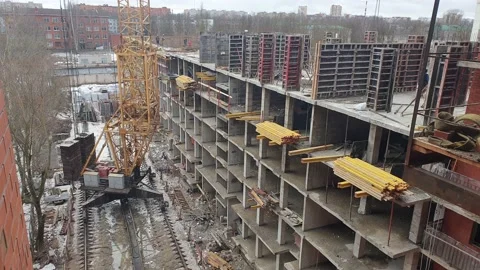 Tower crane.Construction crane.Construction of a multi-storey building. Stock Footage 150510322