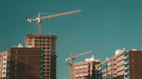 Tower cranes and building house. 스톡 동영상 53612290