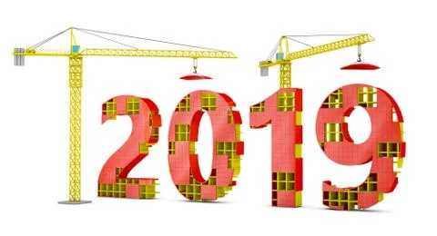 Tower cranes building 2019 Stock Illustration