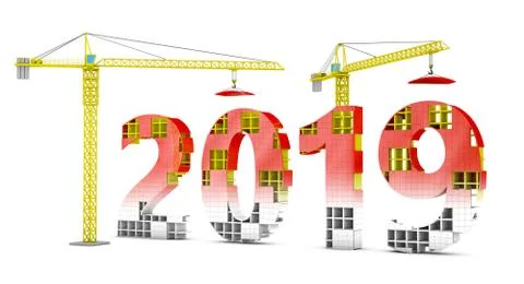 Tower cranes building 2019 Stock Illustration