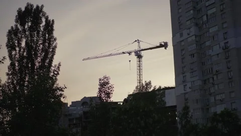 Tower cranes building a house. Stock Footage 196243211