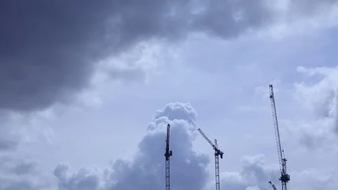 Tower cranes with cloudy sky, London Video stock 71096723