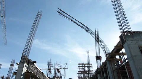 Tower cranes on construction site. Video stock 34827966
