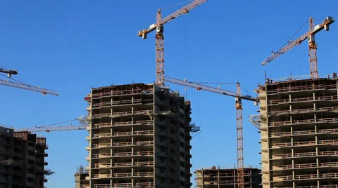 Tower cranes Stock Footage 32964358