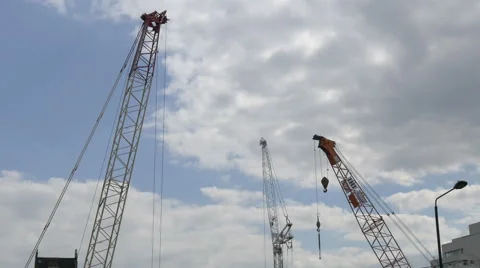 Tower cranes in London Stock Footage 60818446