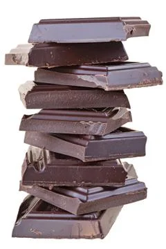 Tower cubes of chocolate close up isolated Stock Photos