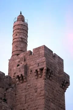 Tower of david at dusk Stock Photos