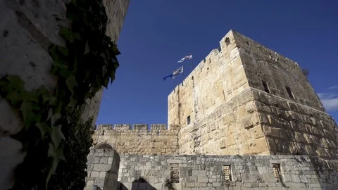 Tower of David. Israel, Jerusalem. Sunny day Stock Footage 124646580