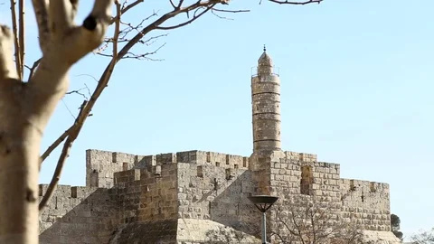 Tower of David at the old city of Jerusalem Stock Footage 75316880
