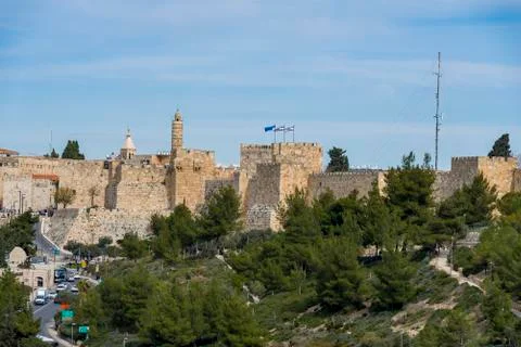 Tower of David or Jerusalem Citadel at golden sunset. Jerusalem Israel . Stock Photos