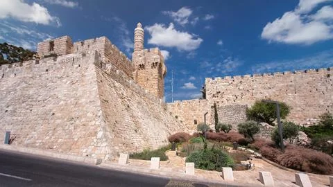 Tower of David timelapse hyperlapse. Jerusalem, Israel Stock Photos