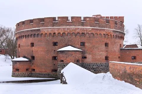 Tower of Der Dona, now museum of Amber. Part of the german defensive fortif.. Stock Photos