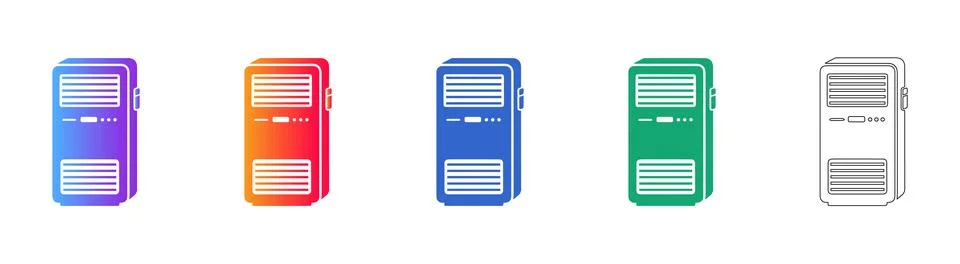 Tower Desktop PC Case Icon Collection Illustrazione stock