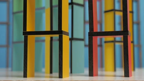 Tower from dominos falling down. Concept of crisis, financial collapse. Economic Stock Footage 132997622