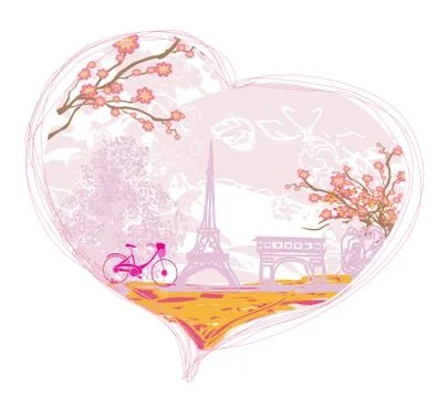Tower eiffel and bicycle. Stockillustratie