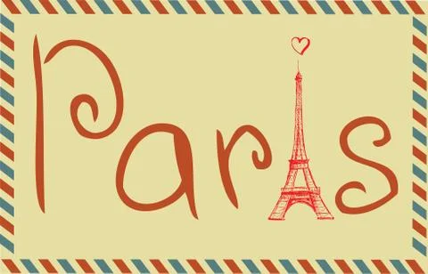 Tower Eiffel with Paris lettering. Vector illustration Stock Illustration