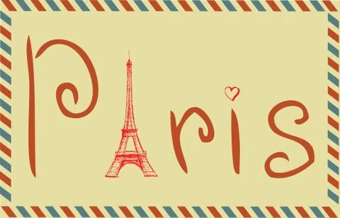 Tower Eiffel with Paris lettering. Vector illustration Stock Illustration