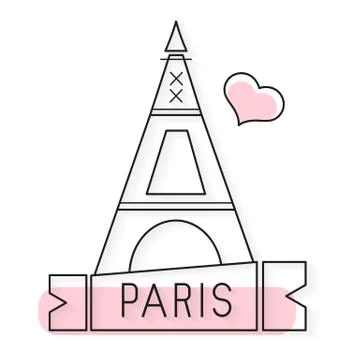 Tower Eiffel with Paris lettering. Vector illustration Stock Illustration