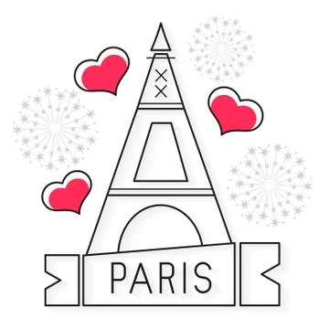 Tower Eiffel with Paris lettering. Vector illustration Stock Illustration