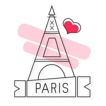 Tower Eiffel with Paris lettering. Vector illustration Stock Illustration