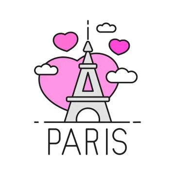 Tower Eiffel with Paris lettering. Vector Illustration Suitable For Greeting  Stock Illustration