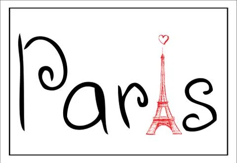 Tower Eiffel with Paris lettering. Vintage Vector illustration Stock Illustration