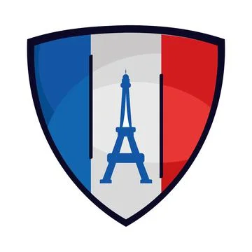 Tower eiffel in shield Ilustración de archivo